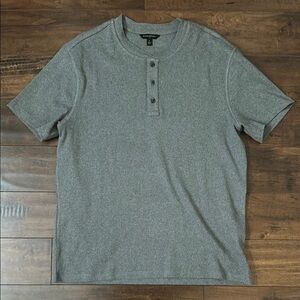 Men's Mini Ribbed Banana Republic Gray Henley Shirt